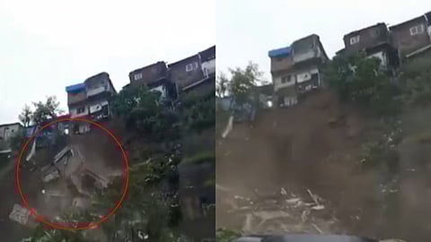 भांडुपमध्ये दरडीसह काही घरे ५० फूट खाली कोसळली; सुदैवाने कोणतीही जीवितहानी नाही 