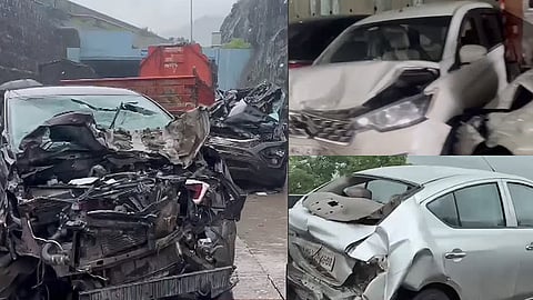 मुंबई-पुणे द्रुतगती महामार्गावर कंटेनरच्या धडकेत १ ठार; २० गाड्यांचे नुकसान, १८ जण गंभीर