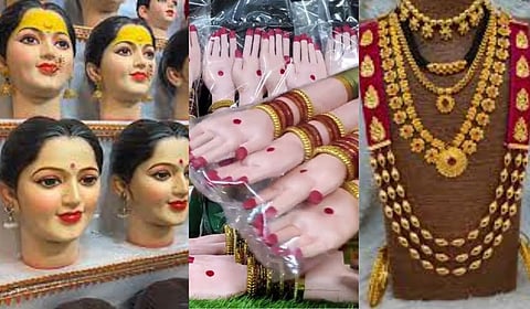 गौराईच्या खरेदीसाठी बाजारात भाविकांची झुंबड; गौरीचे विविध प्रकारचे सुंदर मुखवटे उपलब्ध 