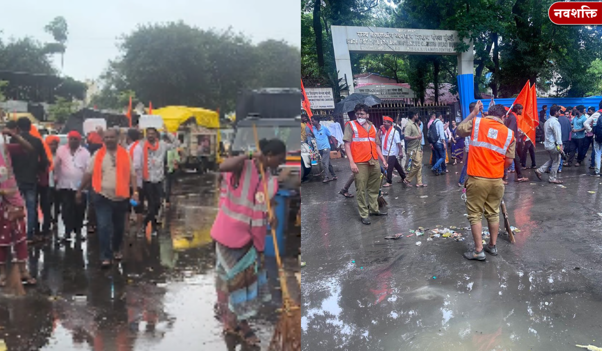 स्वच्छतेसाठी आंदोलक सरसावले; आझाद मैदान परिसरात पालिकेच्या कर्मचाऱ्यांचा पुढाकार