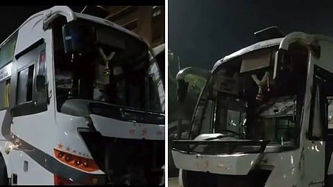 Navi Mumbai : कल्याणहून पंढरपूरला जाणारी खासगी बस उलटली; अपघातांनातर चालकाचे पलायन 