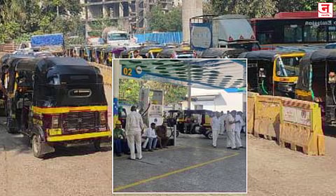 नवी मुंबईत CNG पुरवठा ठप्प; पंपांवर वाहनांच्या लांबच लांब रांगा