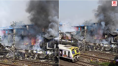 Mumbai : धारावीत अग्निभडका! झोपडपट्टीला भीषण आग; हार्बर रेल्वे सेवा विस्कळीत