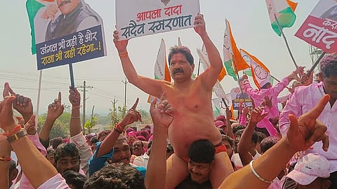 ZP Election Result : सुनेच्या विजयानंतर देवराम लांडेंचा हटके जल्लोष; हातात अजित पवारांचा फोटो अन् अंगावर फक्त लंगोट