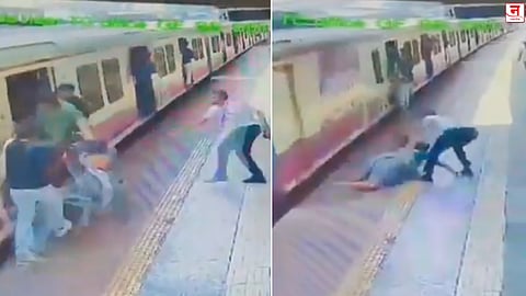 Mumbai : धावत्या लोकलमध्ये चढताना महिलेचा तोल गेला अन्...; रेल्वे कर्मचाऱ्याच्या तत्परतेमुळे वाचला जीव; कुर्ला स्टेशनवरील CCTV व्हायरल 