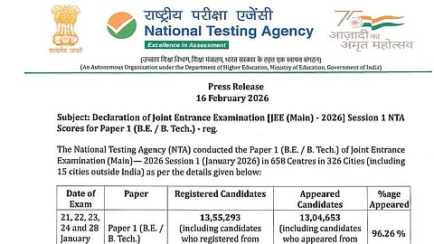 JEE Main 2026 Results : ‘जेईई मेन २०२६’च्या सत्र-१ चा निकाल जाहीर; महाराष्ट्रातील एका विद्यार्थ्यासह १२ जणांना १०० पर्सेंटाईल
