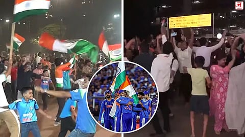 Mumbai : टीम इंडियाच्या T२० विजयाने मुंबई दणाणली! शिवाजी पार्क ते मरीन ड्राइव्हवर चाहत्यांचा जल्लोष