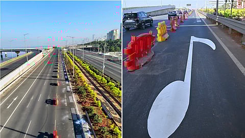 कोस्टल रोडच्या मेलडी रोडवर रात्रीच्या वेळेत बॅरिकेडिंग