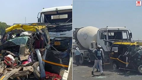 कल्याण-मुरबाड मार्गावर भीषण अपघात; इको व्हॅन-सिमेंट मिक्सर धडकेत ११ जणांचा मृत्यू, वाहनाचा चक्काचूर