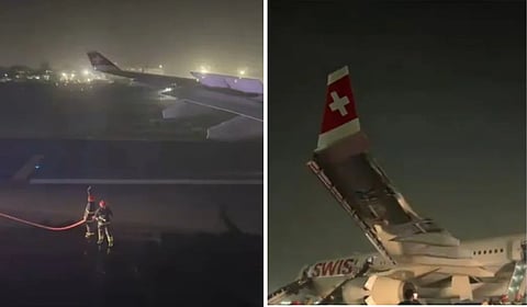 स्विस विमानाच्या इंजिनमध्ये आग; सहा प्रवासी जखमी