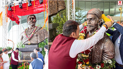 नवी मुंबई विमानतळावर शिवाजी महाराजांचा पुतळा; मुख्यमंत्री देवेंद्र फडणवीस यांच्या हस्ते उद्घाटन; अनेक मान्यवरांची उपस्थिती