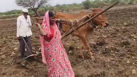 Latur : पत्नीने ओढला नांगर; सरकारने केली मदत, Video