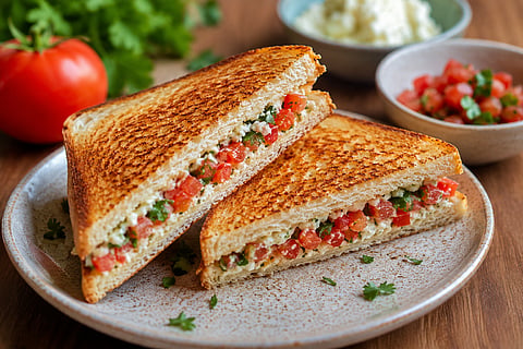 सकाळच्या घाईत पौष्टिक नाश्ता हवा? बनवा प्रोटीनयुक्त टोमॅटो सँडविच