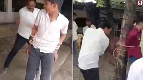 लातूरमध्ये संतापजनक प्रकार; चोरीच्या संशयावरून तीन अल्पवयीन मुलांना खांबाला बांधून अमानुष मारहाण, VIDEO