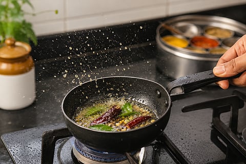 Kitchen Tips : फोडणी देताना तेल उडतंय? 'हा' सोपा उपाय करून पाहा