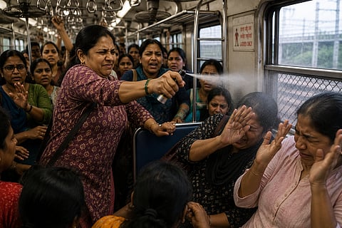 कल्याण-सीएसएमटी लोकलमध्ये डोंबिवलीहून 'डाउन' प्रवासामुळे राडा; महिलेने थेट पेपर स्प्रे फवारला
