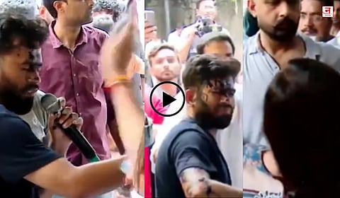 अभिजीत दिपकेंवर शाईफेक; महिला पोलिसांच्या ताब्यात, Video