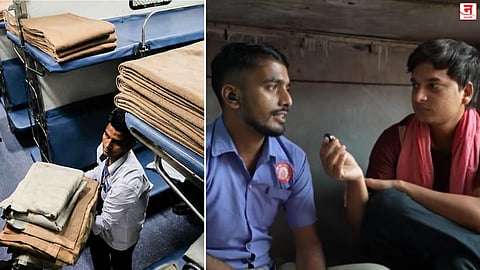 Video : रेल्वेतील चादर-टॉवेल चोरू नका! AC प्रवाशांना कर्मचाऱ्याची विनंती; म्हणाला- 'आमच्या पोटावर पाय कशाला...'