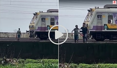 नालासोपारा-वसईदरम्यान लोकलसमोर उभा राहिला माथेफिरू; संतप्त प्रवाशाने कानशिलात लगावत हटवलं, पाहा Video