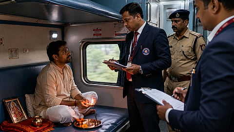 एक्स्प्रेसमध्ये दिवा लावून पूजा करणाऱ्या प्रवाशावर कारवाई; आरोपीवर विविध कलमांनुसार कारवाई