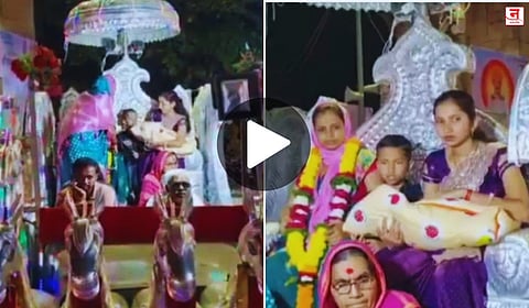 २०० वर्षांनी घरात जन्माला आली मुलगी; ढोल-ताशांच्या गजरात रथातून मिरवणूक काढत लेकीचे जंगी स्वागत