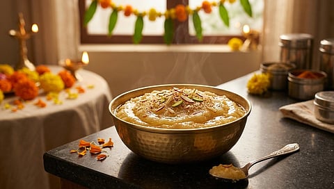 Ganeshotsav 2026 : बाप्पाच्या नैवेद्यासाठी बनवा बदामाचा शिरा; तुपाचा सुगंध आणि केशराची चव, अशी आहे सोपी रेसिपी