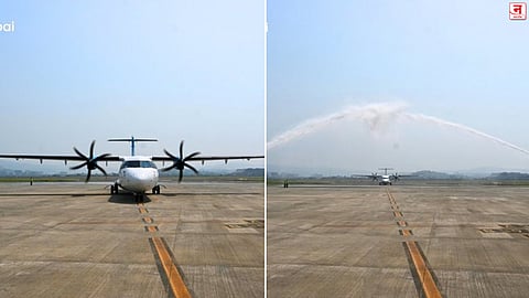नवी मुंबई विमानतळावरून FLY91ने घेतली भरारी! 'या' ४ ठिकाणी थेट विमानसेवा; पहिल्या फ्लाइटचं खास स्वागत, VIDEO