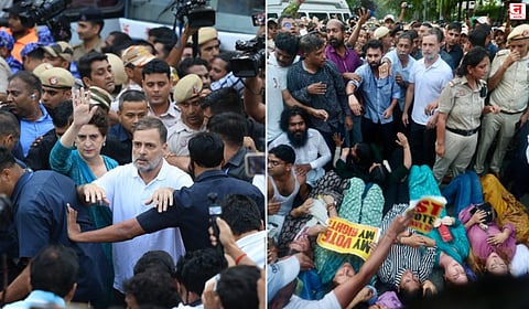 राहुल, प्रियांकाची पुन्हा धरपकड; 'ज्ञानेशकुमार हटाव'साठी सलग दुसऱ्या दिवशी आंदोलन