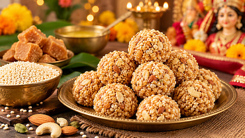 Navratri 2026 : नवरात्रीच्या उपवासासाठी खास फराळ! गूळ आणि राजगिऱ्यापासून बनवा स्वादिष्ट लाडू