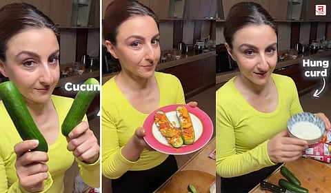 Soha Ali Khan Recipe : ऑक्टोबर हीटवर सोहाचा भन्नाट उपाय; काकडीपासून बनवा झटपट 'कुकुंबर बोट्स', पाहा Video
