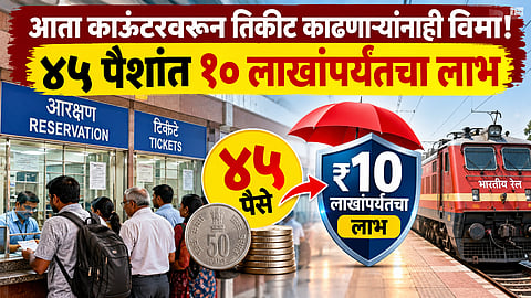 Railway Travel Insurance : काउंटरवरील तिकिटावरही ४५ पैशांत १० लाखांपर्यंतचा विमा; २७ ऑक्टोबरपासून रेल्वेचा नवा नियम