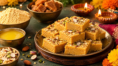 Diwali 2026 : डाएट करणाऱ्यांसाठी दिवाळीत बनवा गुळाची बेसन बर्फी; कमी वेळेत तयार होणारी सोपी रेसिपी