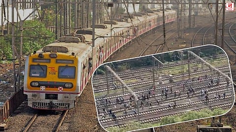 आठवड्याच्या पहिल्याच दिवशी मध्य रेल्वेचा खोळंबा; ठाणे-मुलुंडदरम्यान ओव्हरहेड वायरमध्ये तार अडकली; प्रवासी संतप्त, रुळांवरून पायपीट