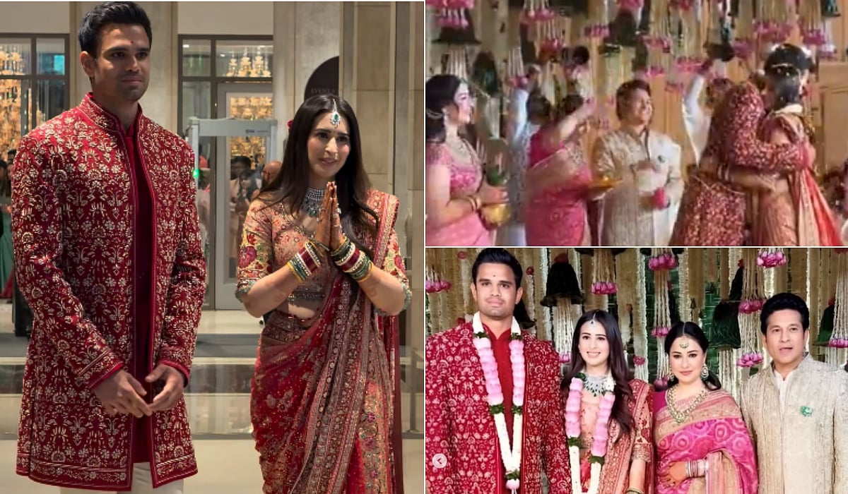 तेंडुलकर कुटुंबात सनई-चौघडे! अर्जुन तेंडुलकर-सानिया चंडोक विवाहबद्ध; राजकारणी ते बॉलिवूड दिग्गजांची उपस्थिती