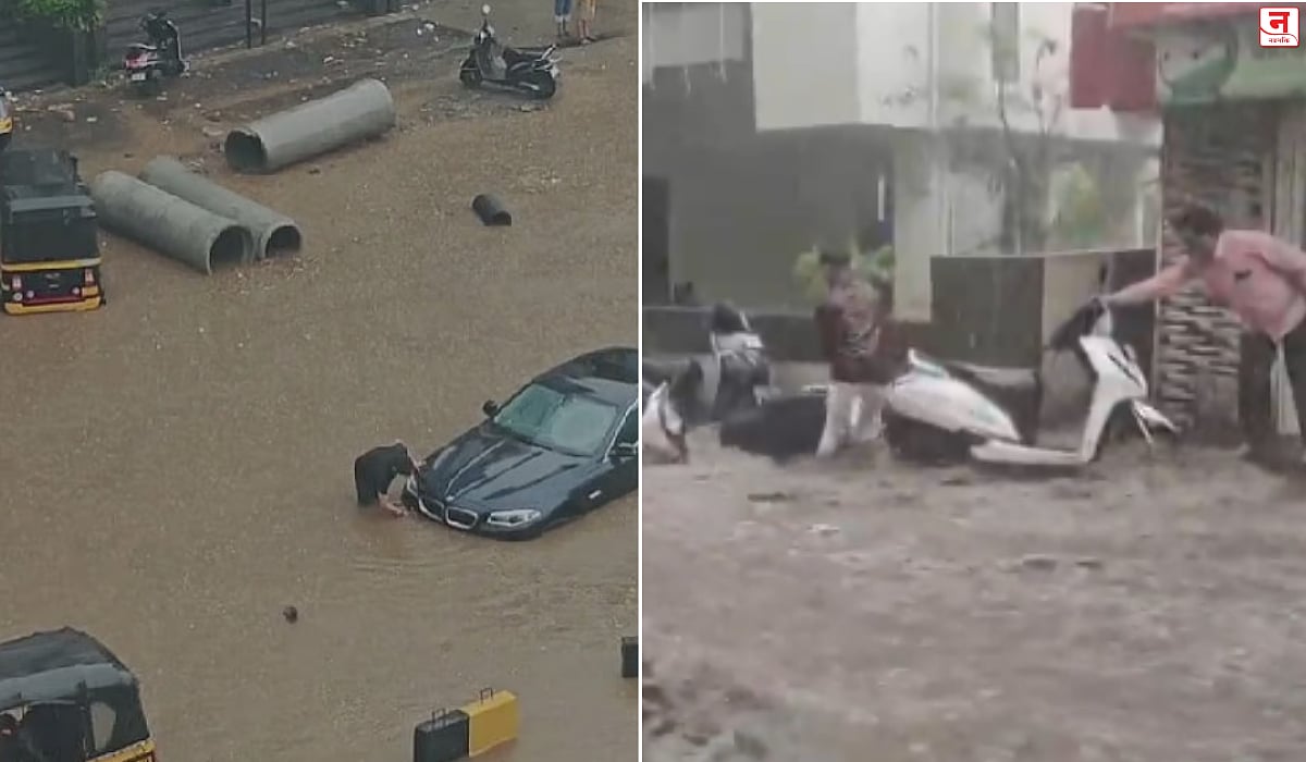 पुण्यात अवकाळी पावसाचा कहर! रस्ते जलमय, वाहनं अडकली; Video व्हायरल