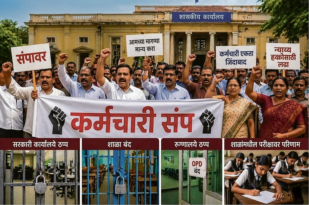 सरकारी कर्मचारी, शिक्षक मंगळवारपासून संपावर;सरकारी कार्यालये, शाळा, रुग्णालये ठप्प होणार; विविध मागण्यांसाठी संप