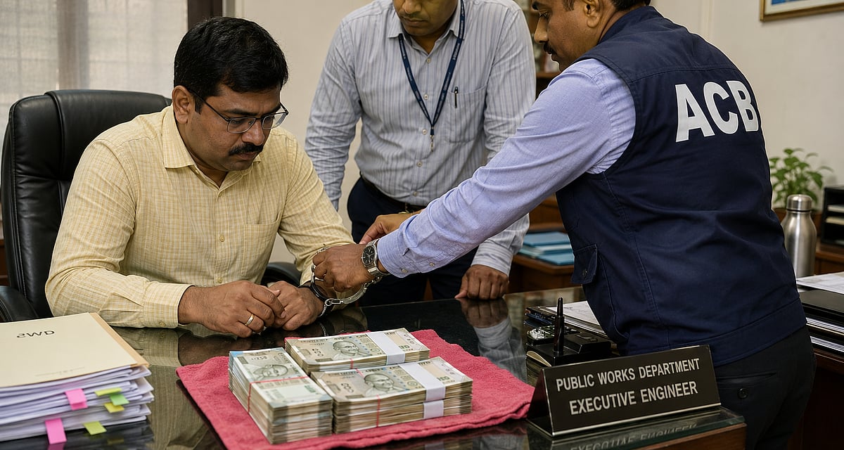 Jalgaon : सार्वजनिक बांधकाम विभागाच्या अभियंत्यास लाचप्रकरणी अटक; सिमेंट रस्त्याच्या बिलासाठी मागितले १५ लाख