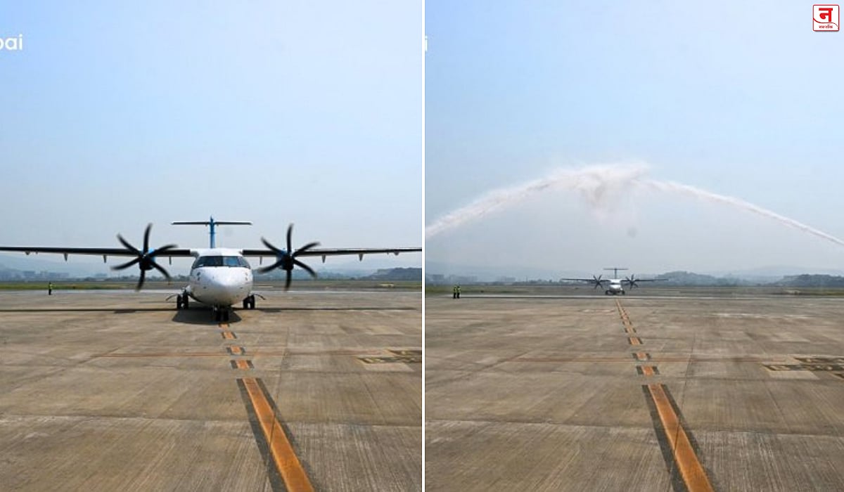 नवी मुंबई विमानतळावरून FLY91ने घेतली भरारी! 'या' ४ ठिकाणी थेट विमानसेवा; पहिल्या फ्लाइटचं खास स्वागत, VIDEO