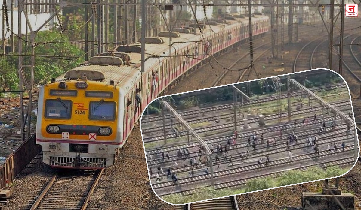 आठवड्याच्या पहिल्याच दिवशी मध्य रेल्वेचा खोळंबा; ठाणे-मुलुंडदरम्यान ओव्हरहेड वायरमध्ये तार अडकली; प्रवासी संतप्त, रुळांवरून पायपीट