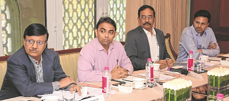 (L to R) K P Bakshi, Chairman, MWRRA; Divyang Waghela, head, TATA Water Mission; K V Rao, Chief General Manager, Nabard; & Abhishek Karnani, Director, Free Press Journal