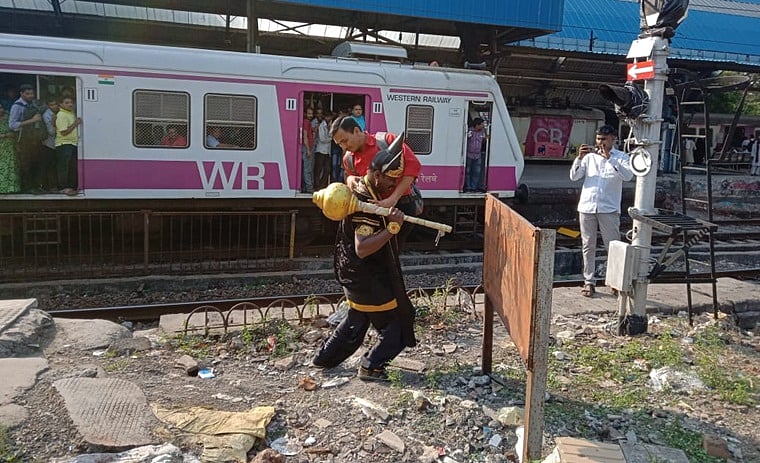 Western Railways deploys 'Yamaraj' to teach local train commuters about dangers of crossing tracks