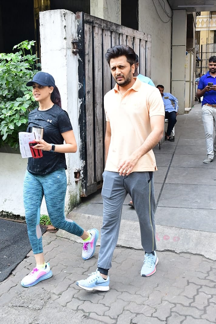 Riteish and Genelia Deshmukh leaving the gym