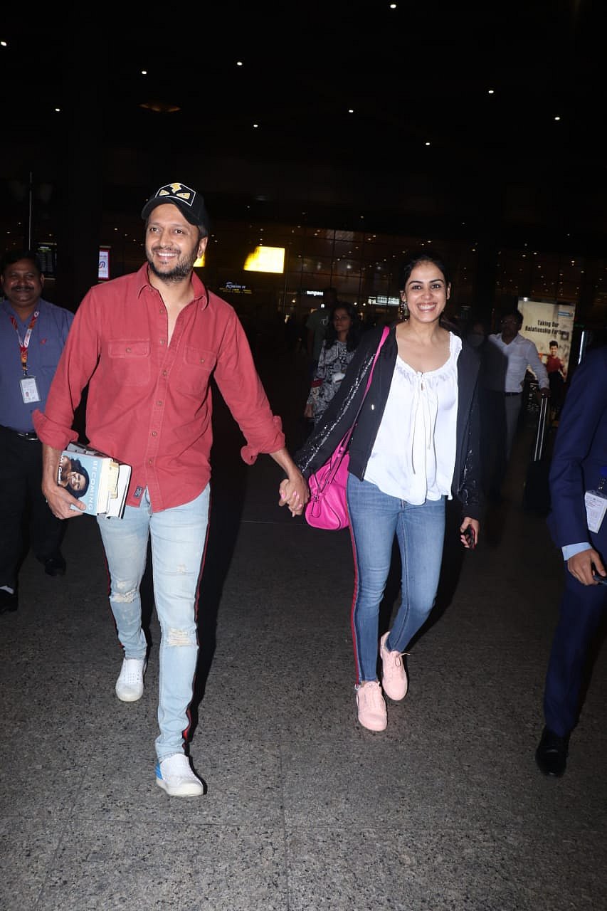 Riteish and Genelia Deshmukh at the airport