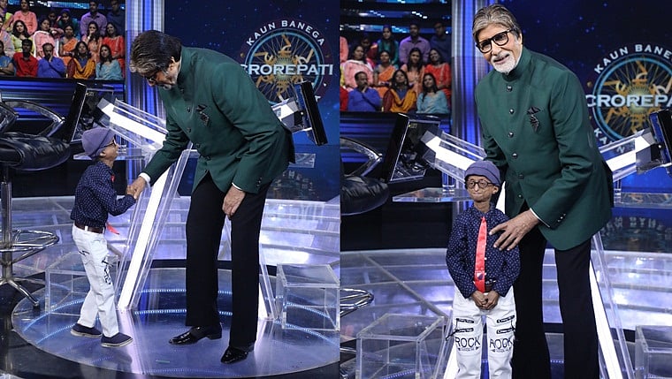 Real and reel life 'Paa': Amitabh Bachchan meets kid living with progeria on sets of 'Kaun Banega...