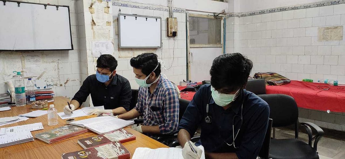 Scenes from Jawahar Lal Medical College. Junior doctors have said that they are forced to use surgical masks as the hospital authorities have failed to provide them N-95 masks
