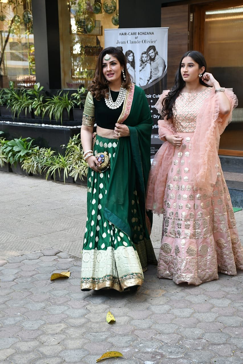 Raveena Tandon was spotted at a salon in Bandra with Rasha