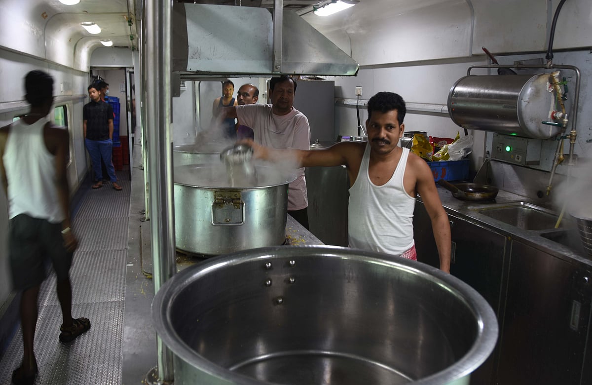 Railway workers in train during lockdown.