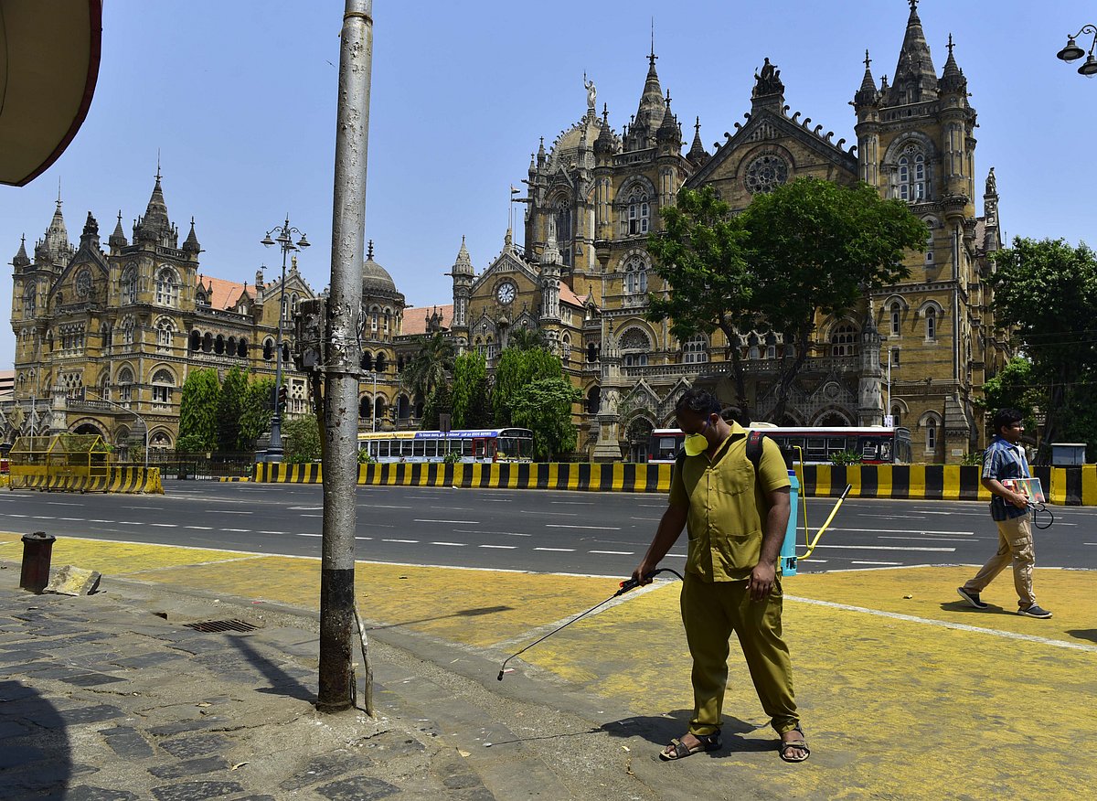 BMC personnel sanitize area outside  CSMT 