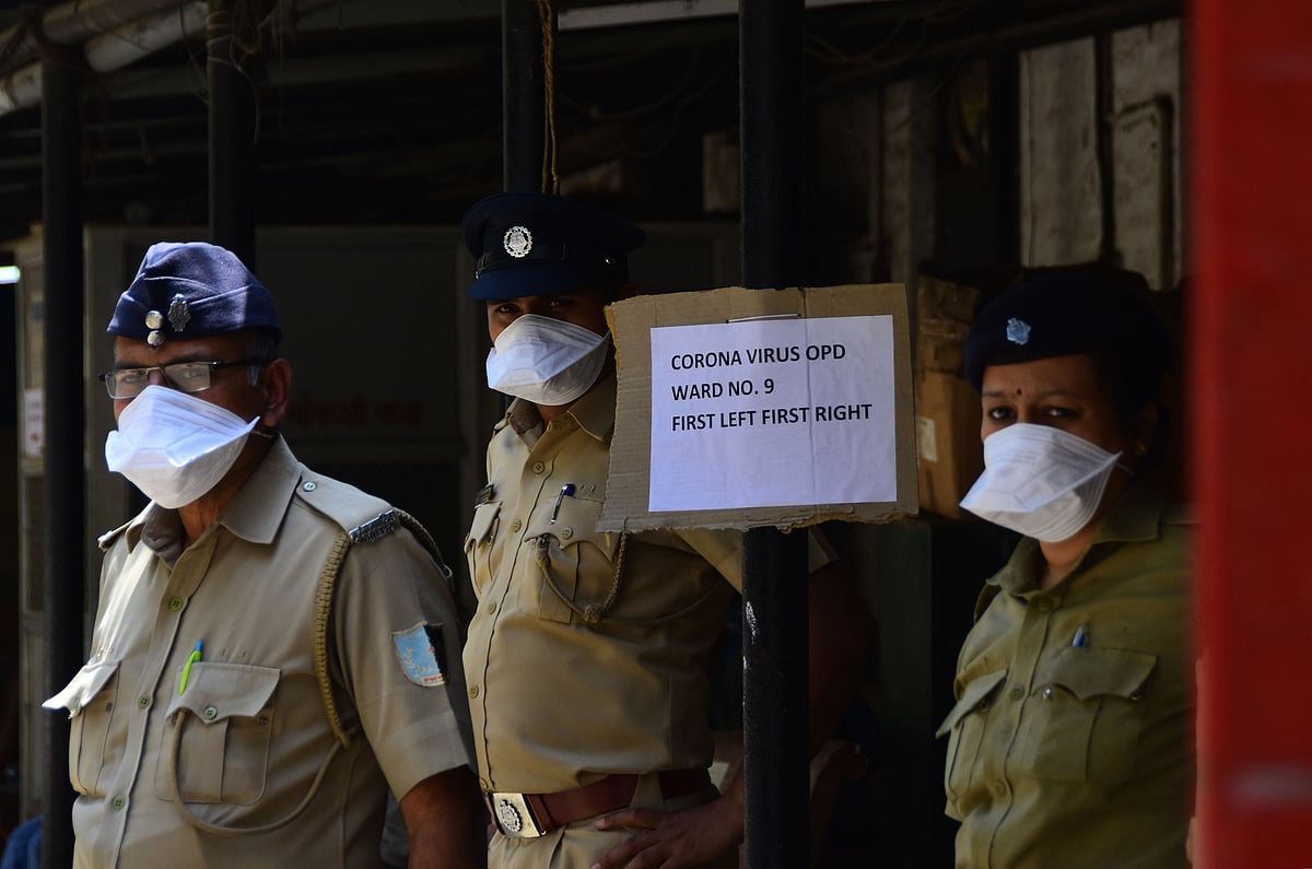 Police officers at Kasturba hospital