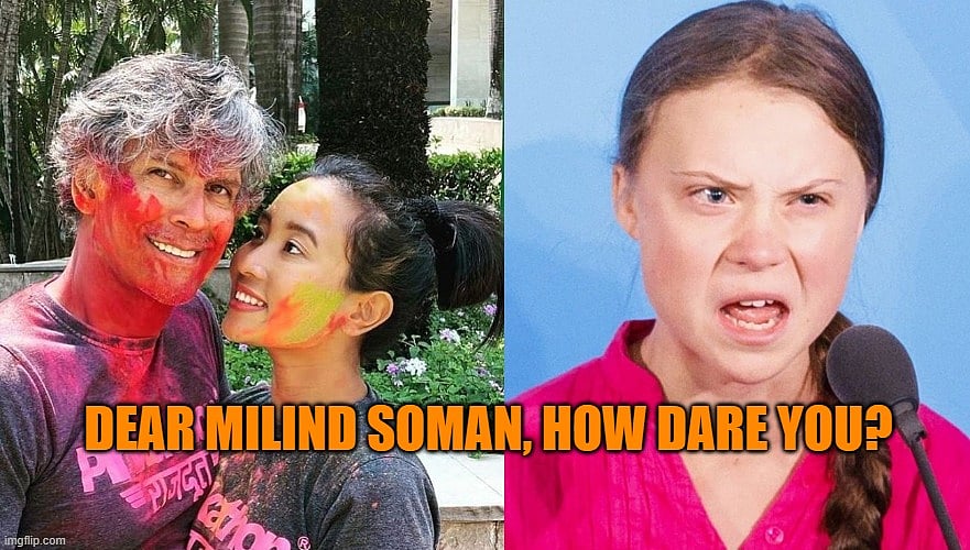 Dear Milind Soman, you are cancelled for swimming with Sanghis at the age of 10, please pick up your shorts and leave 